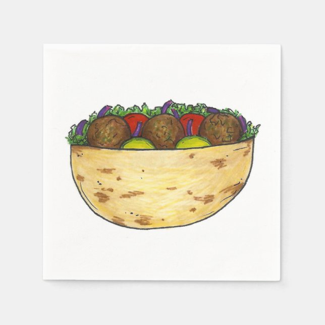 Guardanapo De Papel Falafel Pita Sandwich Foodie Napkins (Frente)