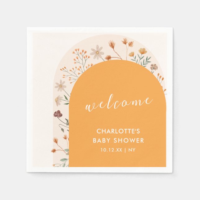 Guardanapo De Papel Fall Boho Wildflower Arranha Chá de fraldas Bem-vi (Frente)