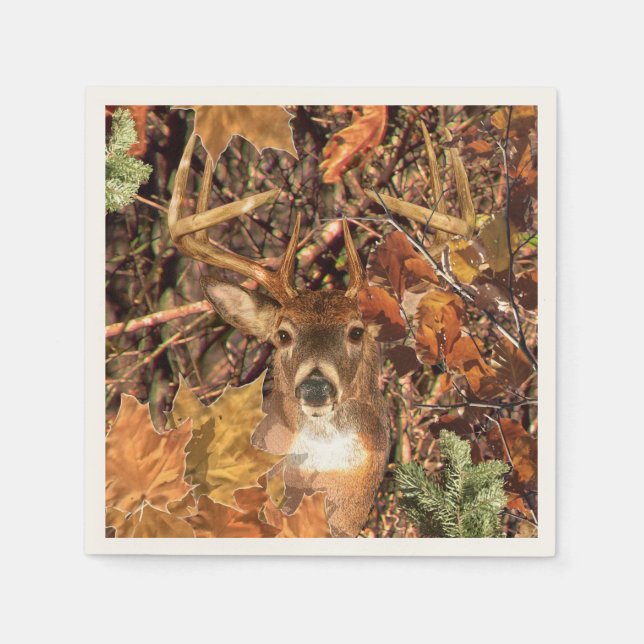 Guardanapo De Papel Fall Buck em Camo White Tail Deer (Frente)