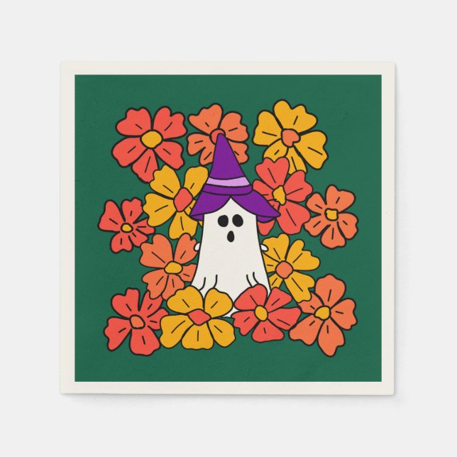 Guardanapo De Papel Fall Floral Halloween Ghost (Frente)