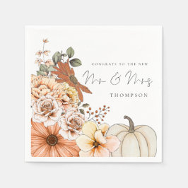 Guardanapo De Papel Fall Florals Pumpkin Felicita a Sra. Wedding