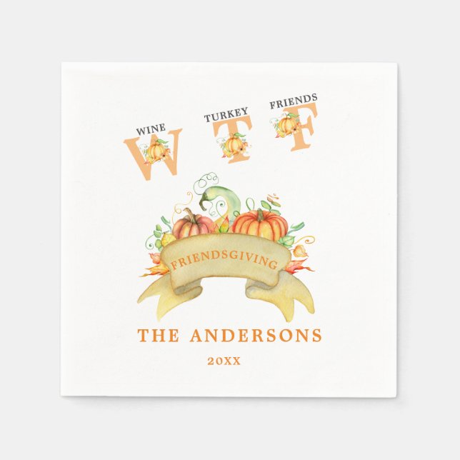 Guardanapo De Papel Fall Funny WTF Pumpkins Banquete de Ação de Graças (Frente)