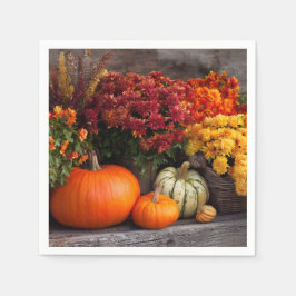 Guardanapo De Papel Fall Harvest Tablescape - Autumn Pumpkins Flowers