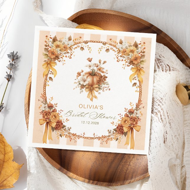 Guardanapo De Papel Fall in Love Fall Pumpkin Bridal Shower (Criador carregado)