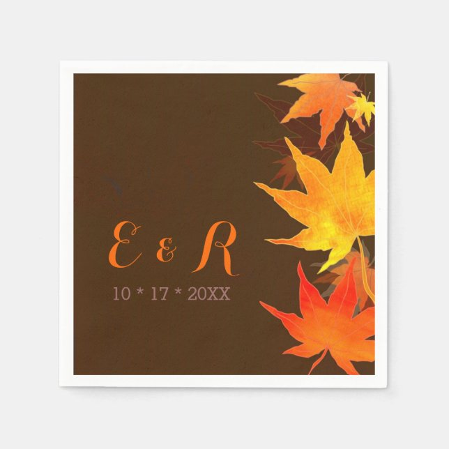 Guardanapo De Papel Fall Maple Deixa Casamento Castanho Chocolate (Frente)