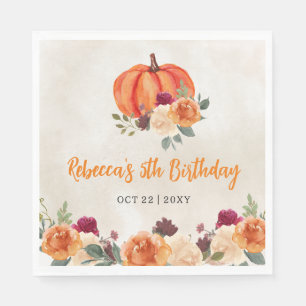 Guardanapo De Papel Fall Orange Pumpkin Patch Birthday