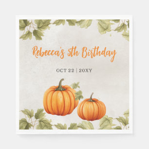 Guardanapo De Papel Fall Orange Pumpkin Patch Birthday