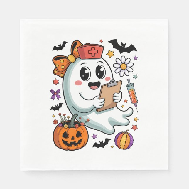 Guardanapo De Papel Fall Vibes Ghost Nurse Autumn (Frente)