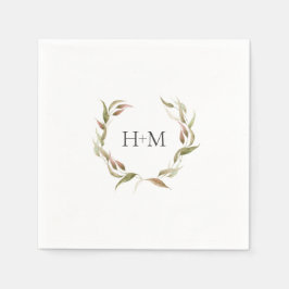 Guardanapo De Papel Fall Watercolor Laurel Wreath Monograma Casamento