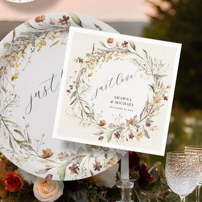 Guardanapo De Papel Fall Wildflower Wreath Autumn BOHO Casamento (Criador carregado)