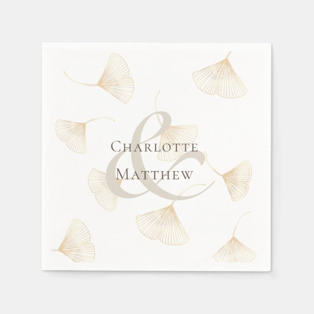 Guardanapo De Papel Falling Dourado Ginkgo Sai do Casamento Napkins (Frente)