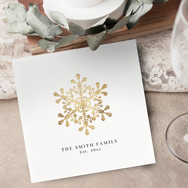 Guardanapo De Papel Falso ouro com fenda de neve artística (Artistic snowflake faux gold Christmas Napkins)