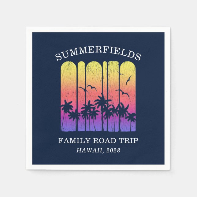 Guardanapo De Papel Família de Aloha Retro Tropical Road Trip Combine (Frente)