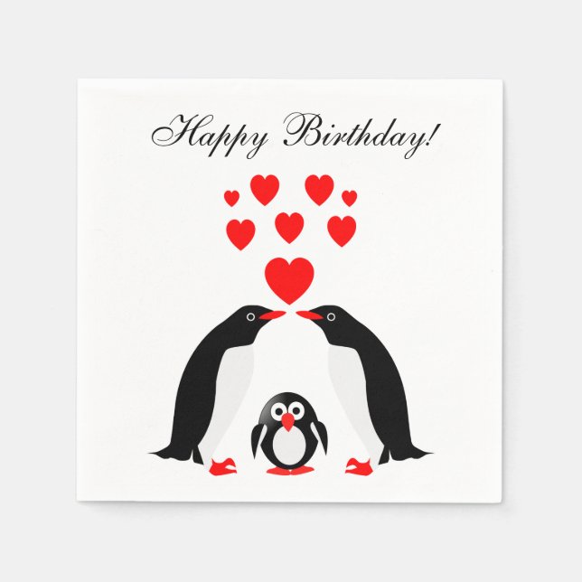 Guardanapo De Papel Família dos pinguins (Frente)