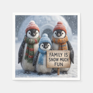 Guardanapo De Papel Família Pinguim com Sinal Divertido