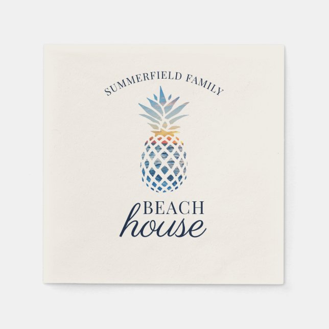 Guardanapo De Papel Family Reunion Pineapple Tropical Beach House (Frente)