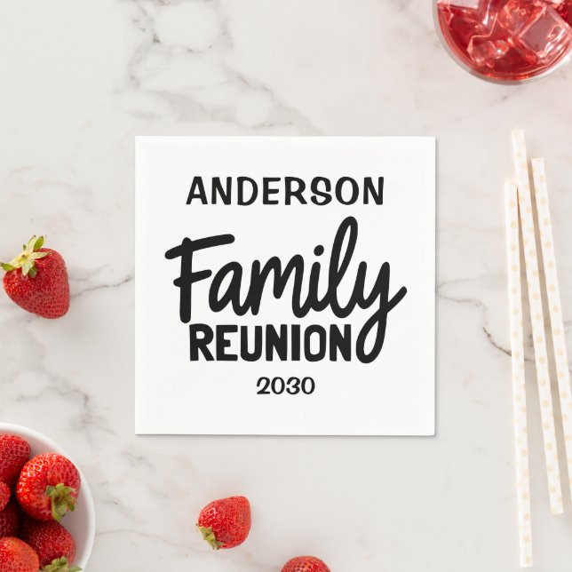 Guardanapo De Papel Family Reunion Playful Script Custom Date Name (Insitu)
