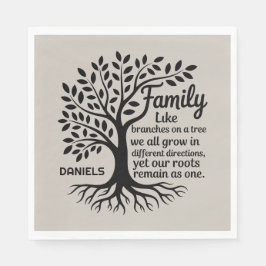 Guardanapo De Papel Family Tree Black & Tan Personalized Family Name