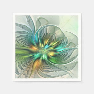 Guardanapo De Papel Fantasia Abstrata Moderna Colorida Floral Fractal