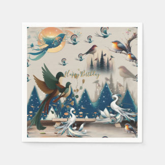 Guardanapo De Papel Fantasia Artística, Desenhos de Pássaros Coloridos