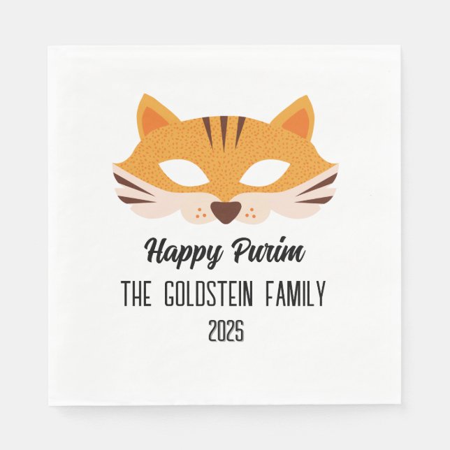 Guardanapo De Papel fantasia de mascarada de máscara de Raposa Purim (Frente)