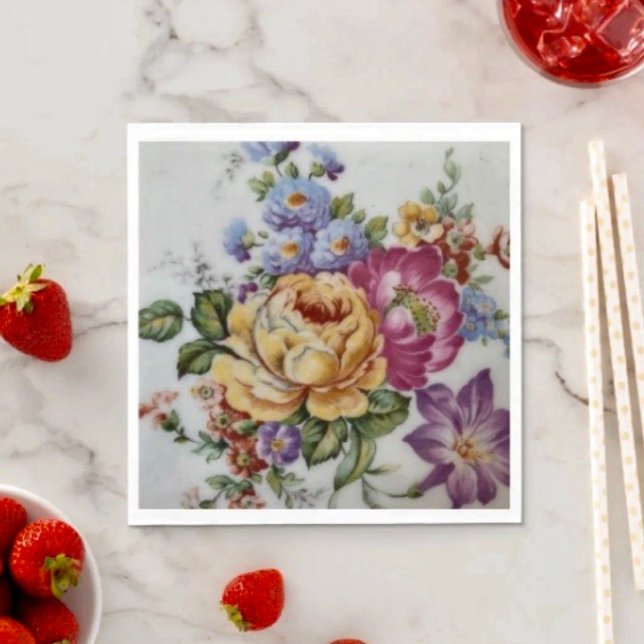 Guardanapo De Papel Fantasia Floral  (Floral Fantasy Napkins Coined or standard napkin sold in quantities of 50. )