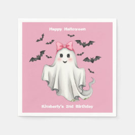 Guardanapo De Papel Fantasma Amiga Rosa com Morcegos Voando