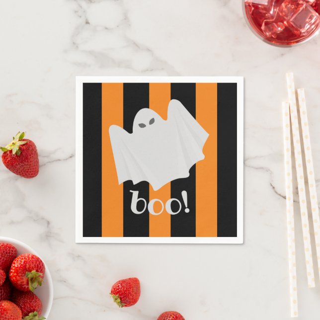 Guardanapo De Papel Fantasma Bonita Halloween Napkins Laranja Black St (Insitu)