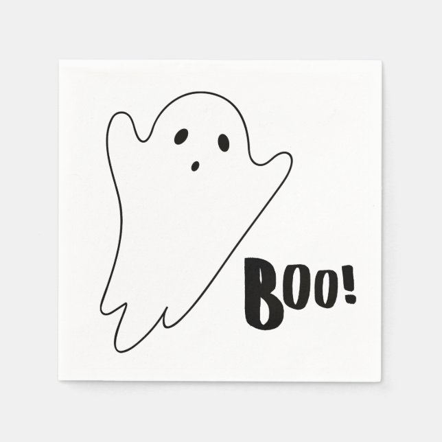 Guardanapo De Papel Fantasma branco bonito diz BOO (Frente)