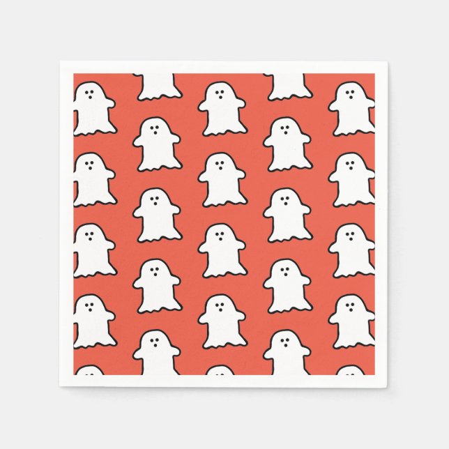 Guardanapo De Papel Fantasma Branco e Laranja Clássico do Halloween (Frente)