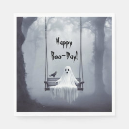 Guardanapo De Papel Fantasma de Aniversário em um Balanço com Corvo
