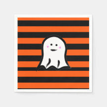 Fantasma de Halloween em Listras Pretas e Laranjas