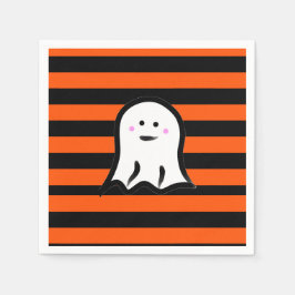 Guardanapo De Papel Fantasma de Halloween em Listras Pretas e Laranjas