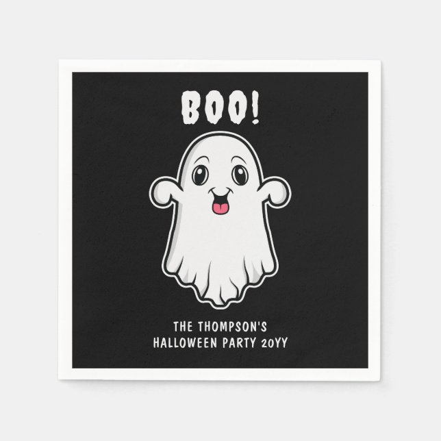 Guardanapo De Papel Fantasma do Halloween Boo com Texto Personalizado  (Frente)