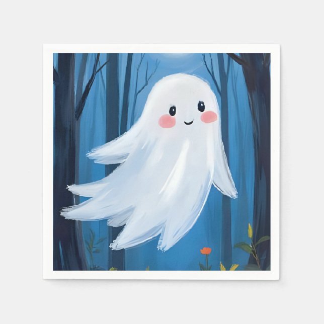 Guardanapo De Papel Fantasma Fofo Halloween Assustador (Frente)