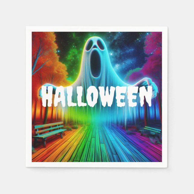Guardanapo De Papel Fantasma Gritante de Halloween (Frente)