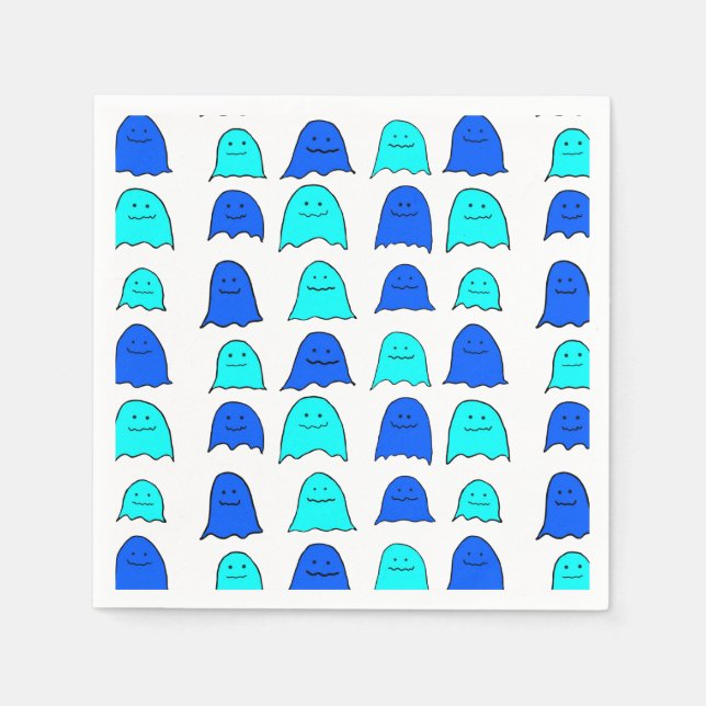 Guardanapo De Papel Fantasmas do Dia das Bruxas Azul (Frente)