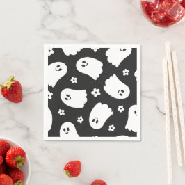 Guardanapo De Papel Fantasmas e Flores Pretos e Brancos