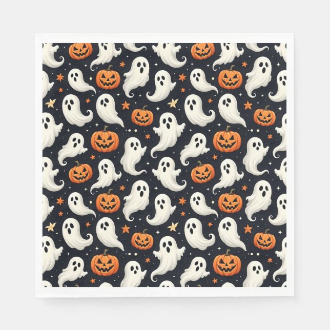 Guardanapo De Papel Fantasmas e Jack o'Lanterns Halloween (Frente)