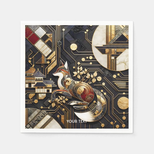 Guardanapo De Papel Fantasy Abstrato Fox Art (Frente)