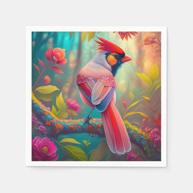 Guardanapo De Papel Fantasy Birds Male Cardinal (Frente)