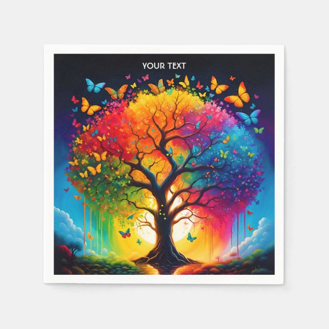 Guardanapo De Papel Fantasy Cuja Vivid Life Tree Rainbow (Frente)