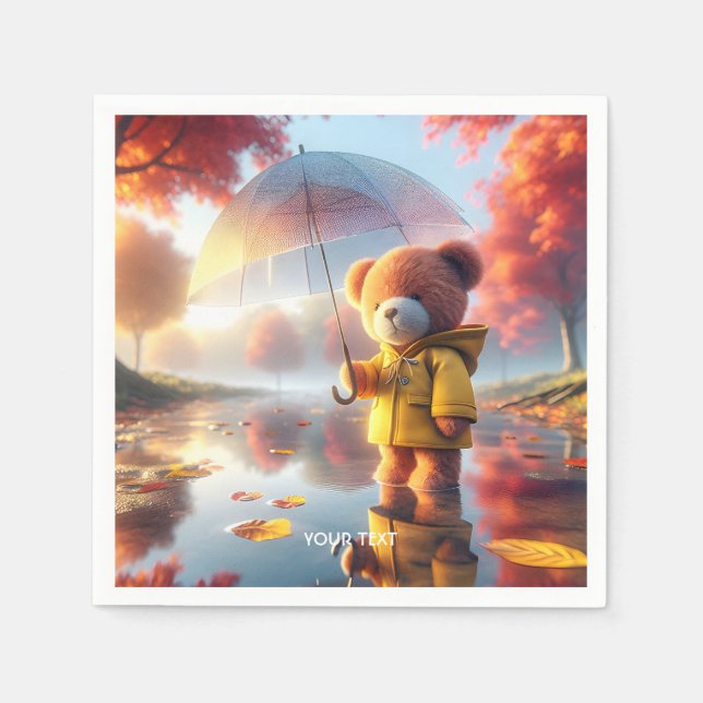 Guardanapo De Papel Fantasy Curioso Bear Guarda-chuva (Frente)