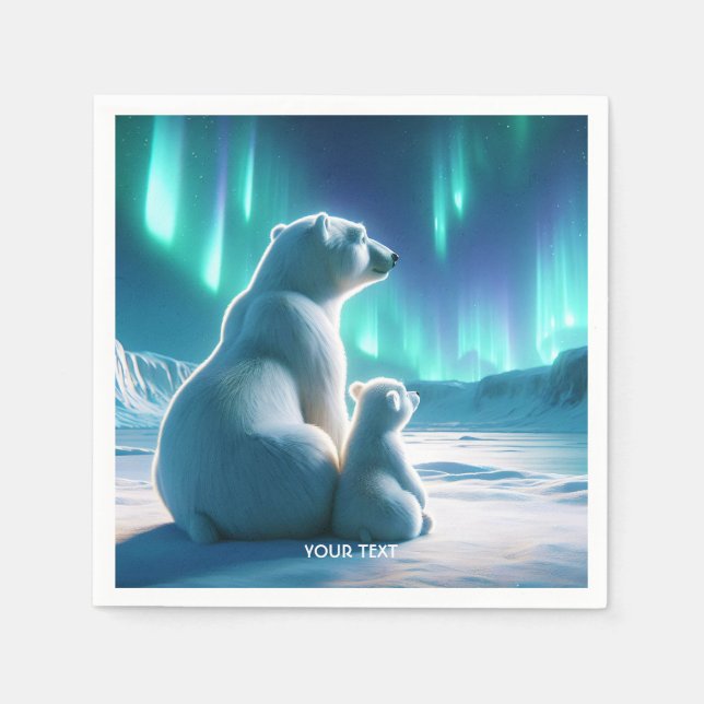 Guardanapo De Papel Fantasy Cute Bears Aurora Borealis (Frente)