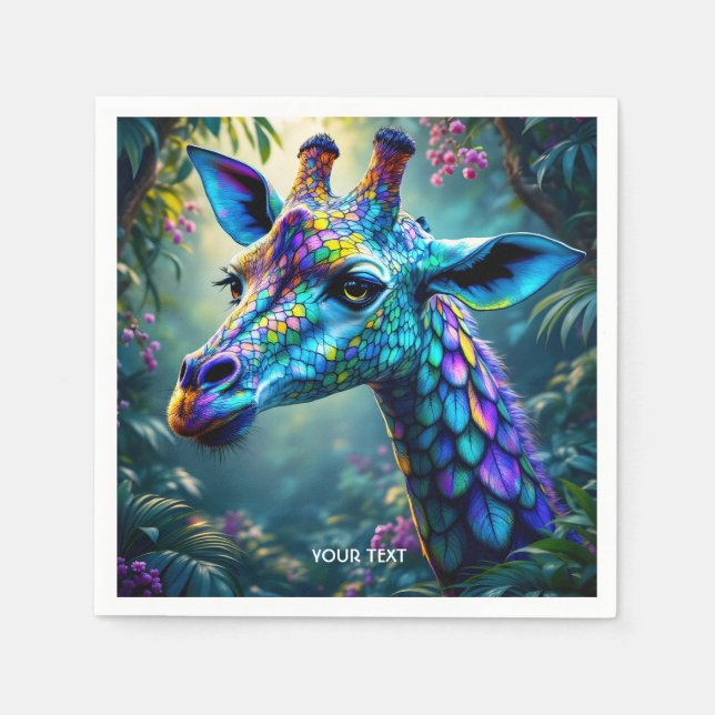Guardanapo De Papel Fantasy Cute Chameleon Como Girafa (Frente)