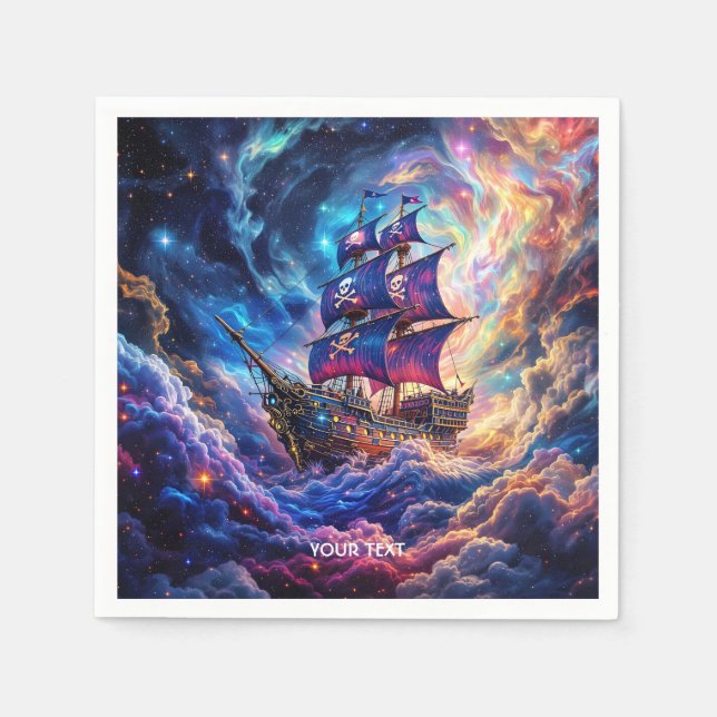 Guardanapo De Papel Fantasy Cute Clouts Nave Space (Frente)
