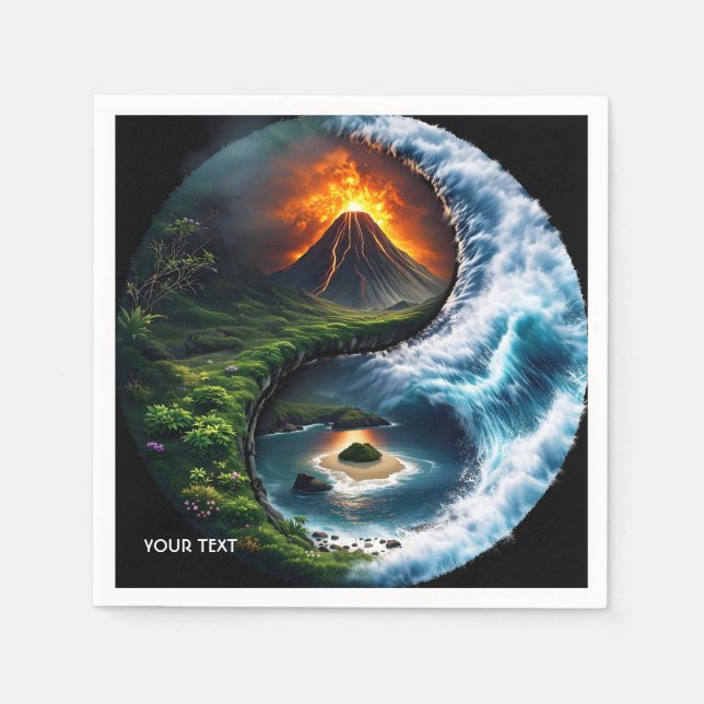 Guardanapo De Papel Fantasy Cute Earth Yin Yang (Frente)