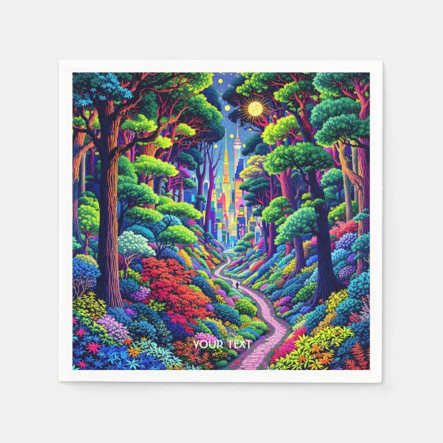 Guardanapo De Papel Fantasy Cute Forest And City (Frente)