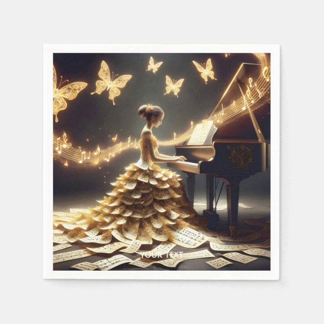 Guardanapo De Papel Fantasy Cute Girl Tocando Piano (Frente)