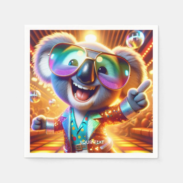 Guardanapo De Papel Fantasy Cute Koala Dancing Disco (Frente)